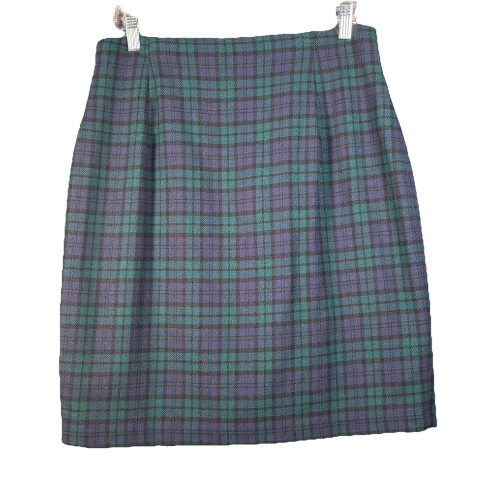 Vintage Hugo Buscati Milano Women's Wool Plaid Pencil Skirt Size 12